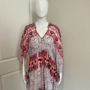 Gorgeous Jennifer Lopez JLO Colorful Jeweled V-Neck Blouse/Top Size Small